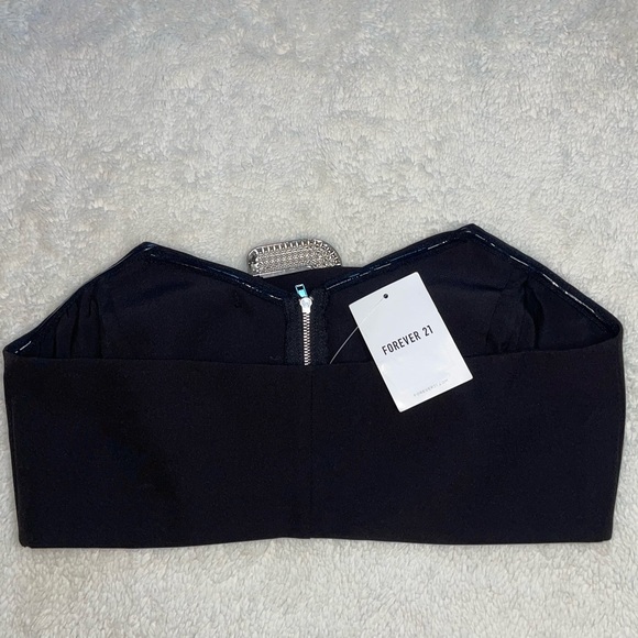 Forever 21 Black Strapless Rhinestone Belted Tube Top - Picture 6 of 7